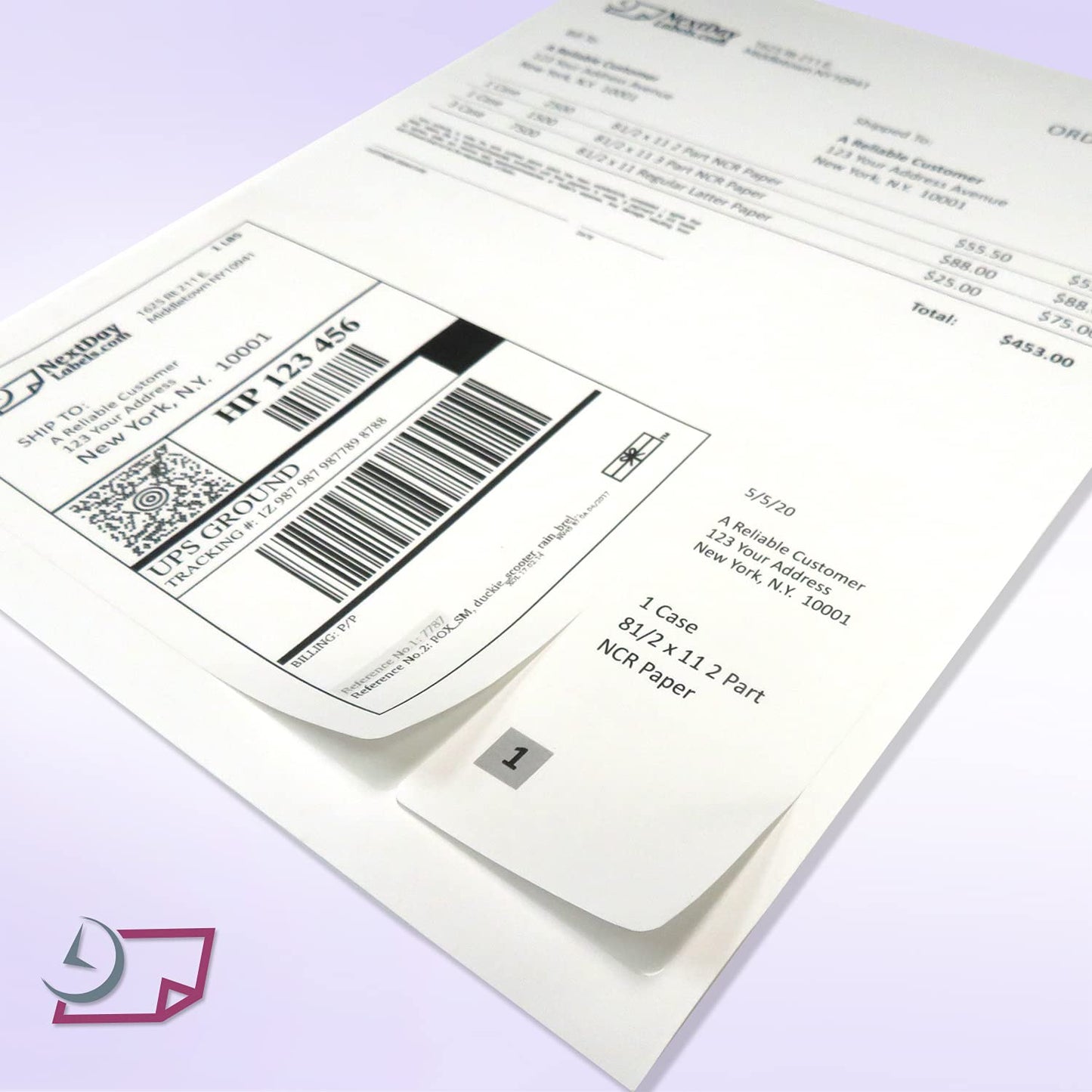 Next Day Labels - Integrated Laser Form with Label Combination (6x4 & 2x4 | on Bottom | Case of 1500)