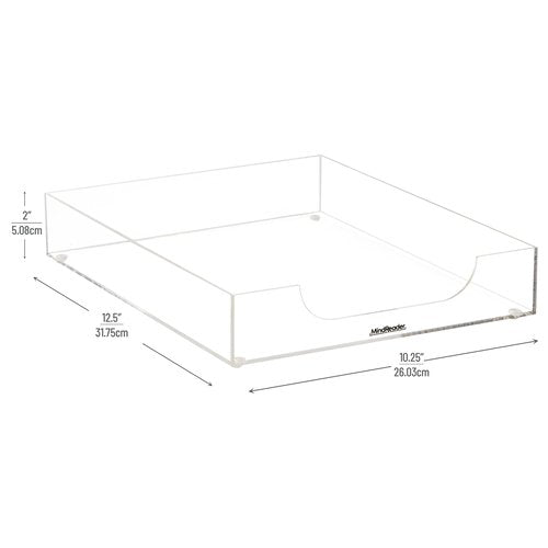 Mind Reader Paper Tray, Desktop Organizer, File Storage, Modern, Office, Acrylic, Clear