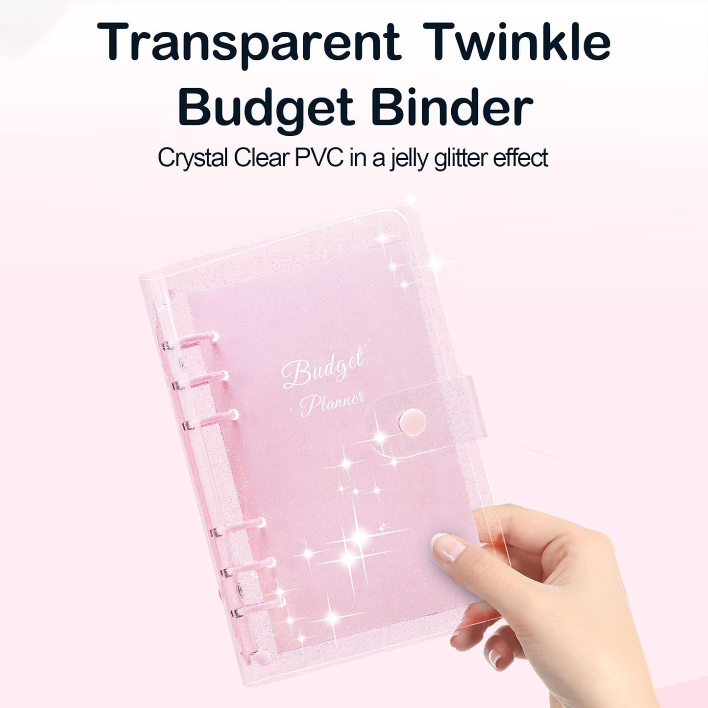Skiennix Budget Binder - Zipper Envelopes & Rose Gold Stickers | 6 Card Slots & 24 Expense Sheets