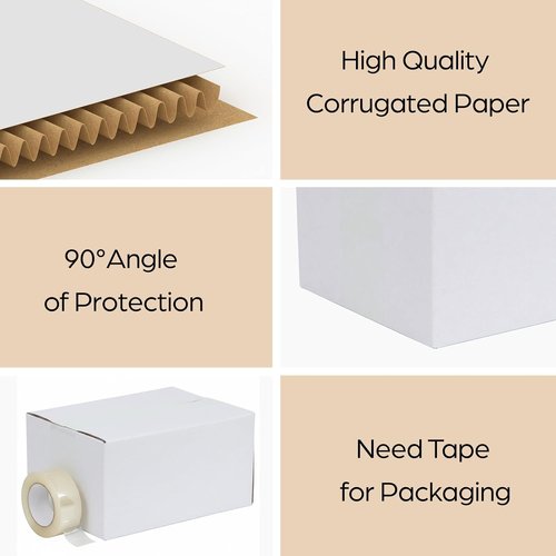 RLAVBL Shipping Boxes - 8x6x4 White Corrugated Cardboard - Set of 40 for Packing & Mailing