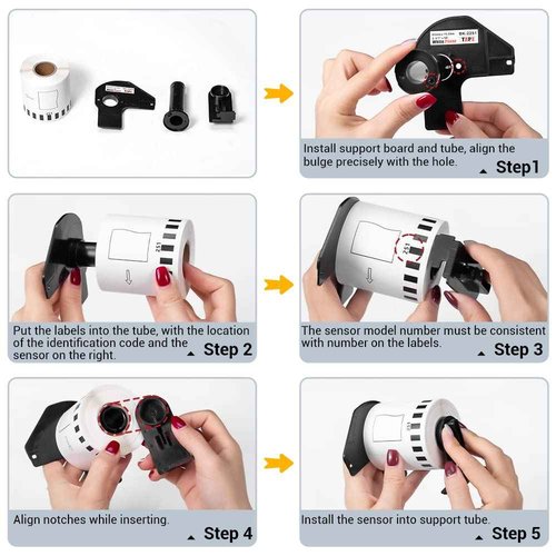 MarkDomain 6 Rolls DK-2251 Black/Red Continuous Length Label Replace for Brother DK 2251 White Paper Tape 2.4in x 50ft Compatible QL-800, QL-810W, QL-820NWB