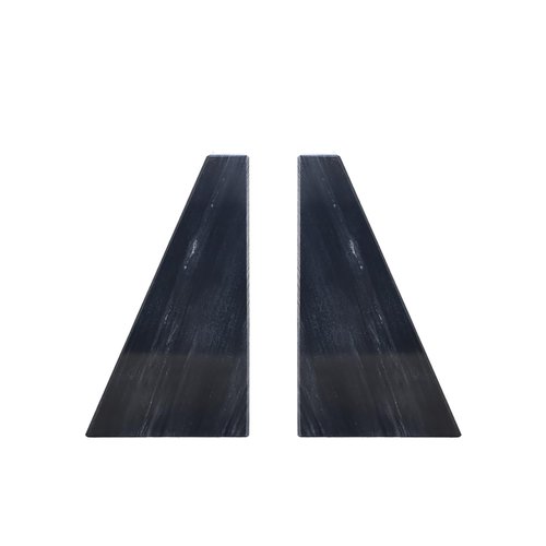 Fox Run 100% Natural Polished Marble Bookends, Black, Set of 2, Smaller Triangular
