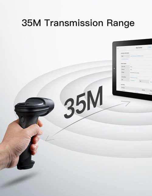 Inateck Wireless Bluetooth Barcode Scanner - Fast & Accurate QR Code Scanning | 180-Day Battery Life, Compatible with iOS/Android/Windows