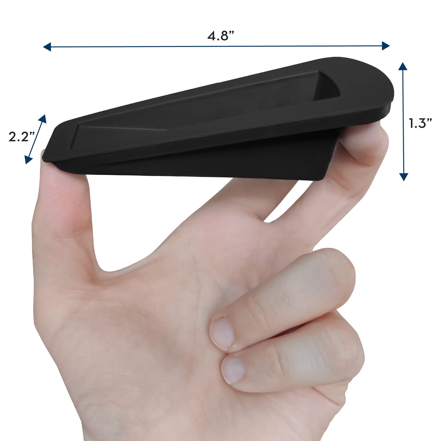 S&T INC. Heavy Duty Rubber Door Stopper for Residential and Commercial Use, Black, 4.8 in. x 2.2 in. x 1.3 in., 4 Pack