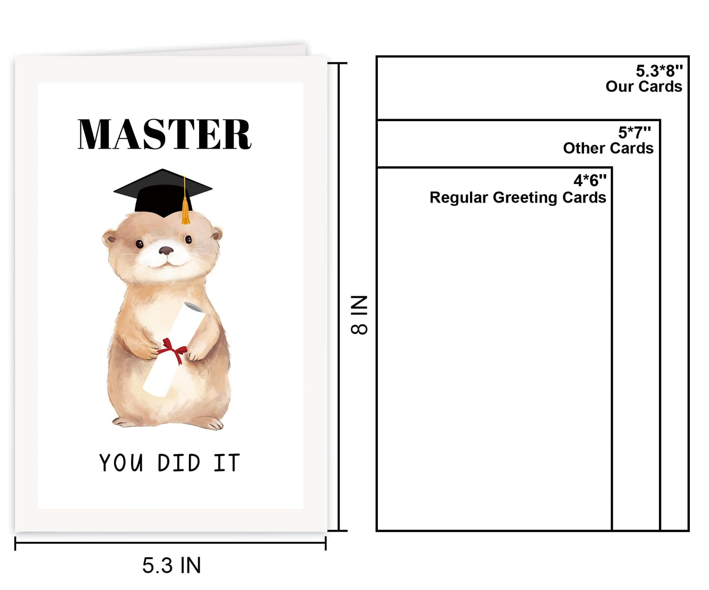 Masters Degree Graduation Card for Him Her, Funny Otter Congratulations Card for Master, Congratulations MBA Graduation for Son Daughter Grandson Granddaughter