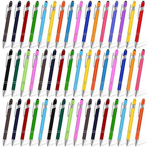 Konohan 100 Pieces Stylus Pen 2 in 1 Ballpoint Pen with Stylus Tip for Touch-Screen Phone Tablet, Touchscreen Devices, Compatible with iPad iPhone