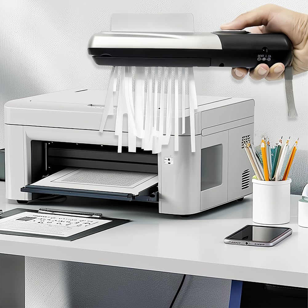 Skiennix Portable Handheld Paper Shredder - Mini USB Document Cutter for Home/Office | 4mm Shredding Capacity