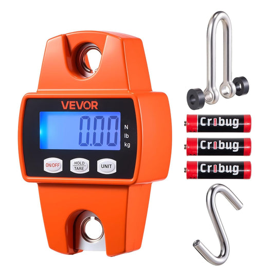 VEVOR Digital Crane Scale - 660 lbs Heavy Duty Hanging Scale with LCD Screen & Hooks | Orange