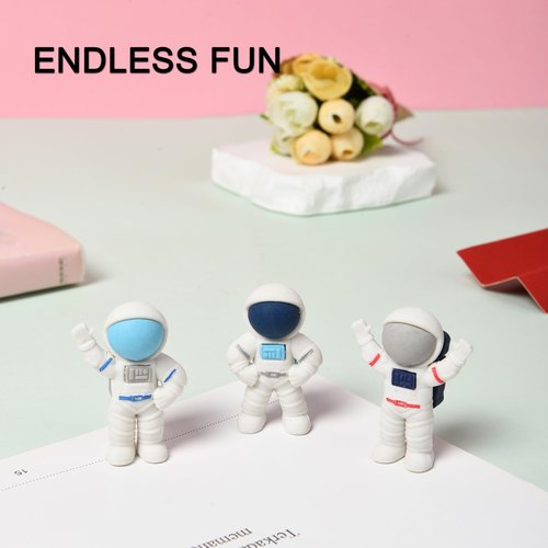 HILAZA 18Pcs Cute Outer Space Themed Erasers for Kids Bulk, Kawaii Fun Spaceman Desk Pet Pencil Erasers for School Classroom Supplies Prize Gifts Party Favors