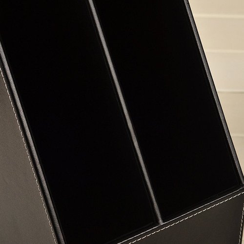 Vertical Style,Leather Magazine Holder Office Desk Organizer File Document Tray Box Bookends Book Stand (Black (2 Slot))