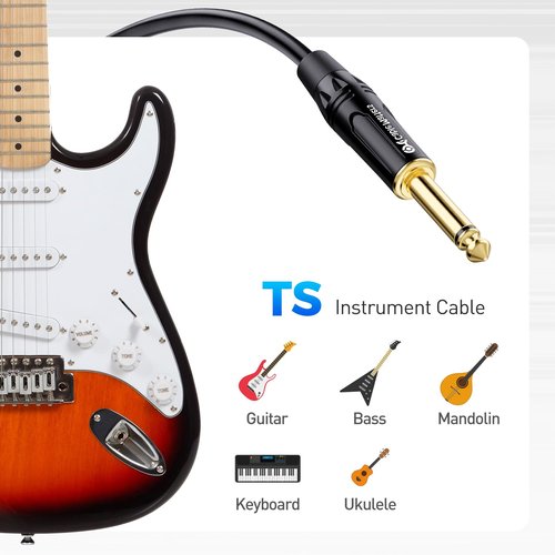 Cable Matters 2-Pack 1/4 Inch TS to TS Electric Guitar Cable - 6ft, Guitar Amp Cord, Instrument Cable for ElectricGuitar, Mandolin, Bass AMP, Keyboard, Mixer, Equalizer