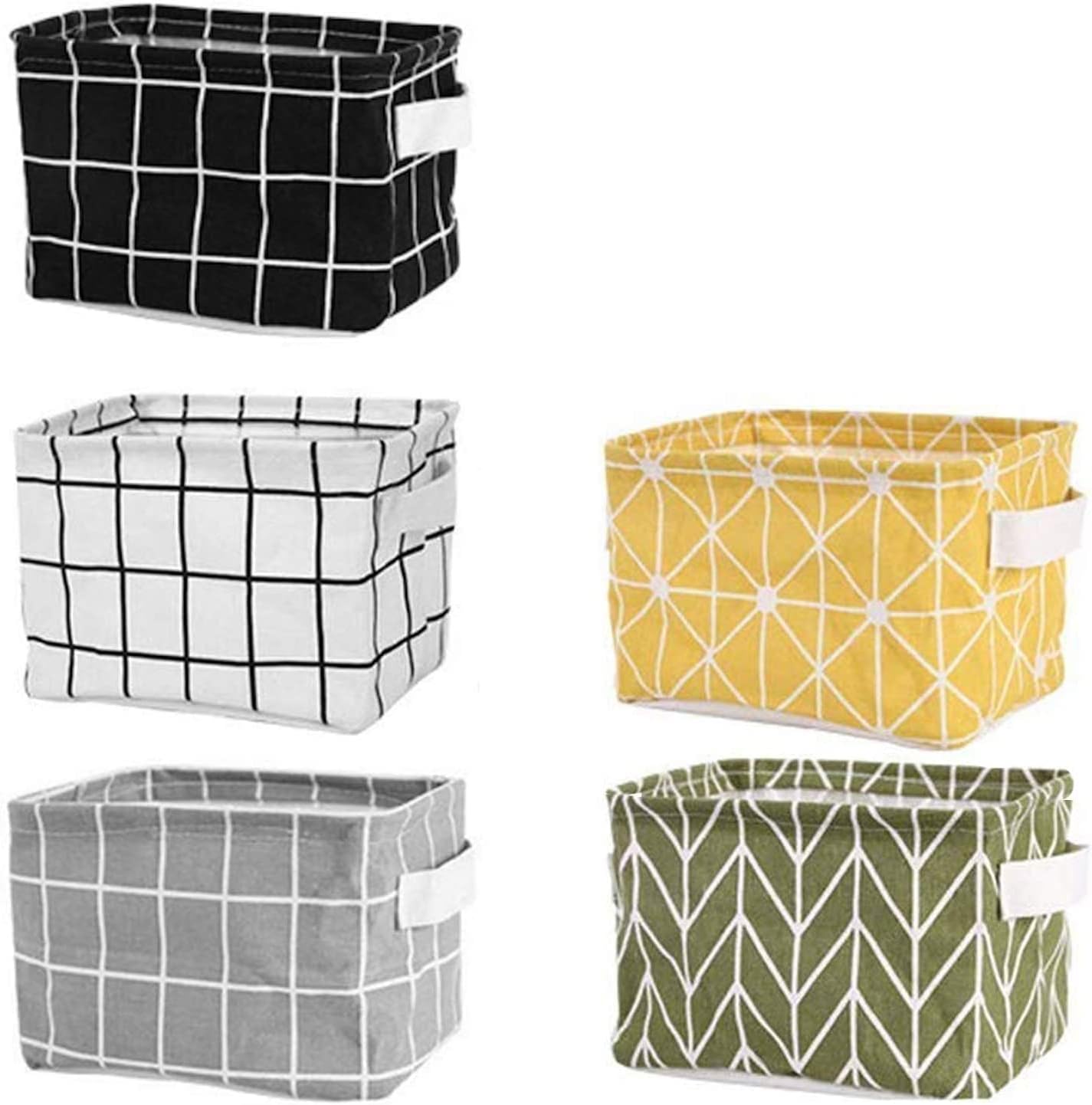Tamicy Mini Storage Baskets - Versatile Canvas Organizers for Makeup, Books & Toys | Pack of 5, 8x6x5.5 Inch