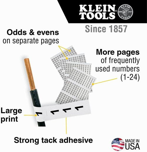 Klein Tools Wire Marker Book - 1-48 Black Print on White | Pack of 2 for Easy Identification