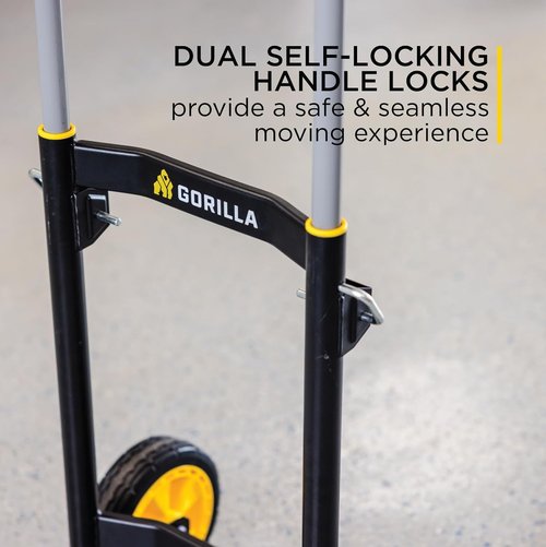 Gorilla 800 lb Capacity Aluminum Hand Truck, Wide Load Toe Plate, Premium Flat-Free Wheels, Wide Grip Handle, Heavy-Duty Silver Hand Truck