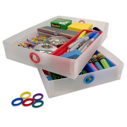 Ultimate Office TierDrop Supply Drawers Measure 9w x 12d x 2 1/4 Inches High for Desk Accessories and Supplies, Set of 2, Includes Color-Coded Finger Rings for Fast and Easy Access to Contents