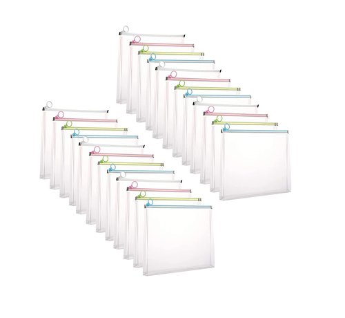 YESSART 9x12 Clear Zip Plastic Envelopes File Document Paper Holder Pack of 24 (24 Pack)