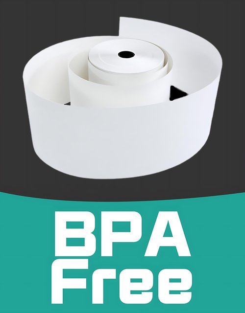 Pokanic 2 1/4" x 150' 1 Ply Bond White Paper 50 Rolls 2.25 inch x 150 ft Adding Machine Kitchen Receipt Printer POS System Cash Register Compatible with Epson SNBC Star Sam4s Ellix Bixolon (50 Rolls)
