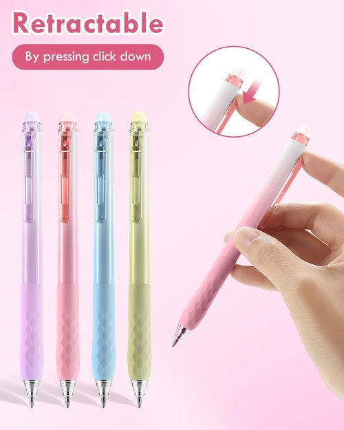 8PCS Erasable Pens, Fine Point 0.5mm Black and Blue Gel Ink Pen, Make Mistakes Disappear, Premium Comfort Grip for Drawing, Writing, Planning, and Crossword Puzzles (Black Blue Ink)