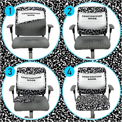 Chumia Composition Notebook Chair Slipcover - fits standard desks 15.35–19.69 in back, 14.96–17.72 in seat (variation: Composition)