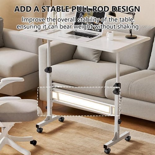 Skiennix Adjustable Height Rolling Standing Desk - Lockable Wheels, Compact Design for Home Office | 15.75" x 31.5" - White
