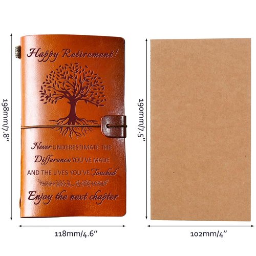SUEHHYY Retirement Gifts for Women Woman Men 2025, Leather Travel Journal 140 Pages Presents, Happy Retirement Gifts for Teacher Nurse Coworker Boss Employee Friends