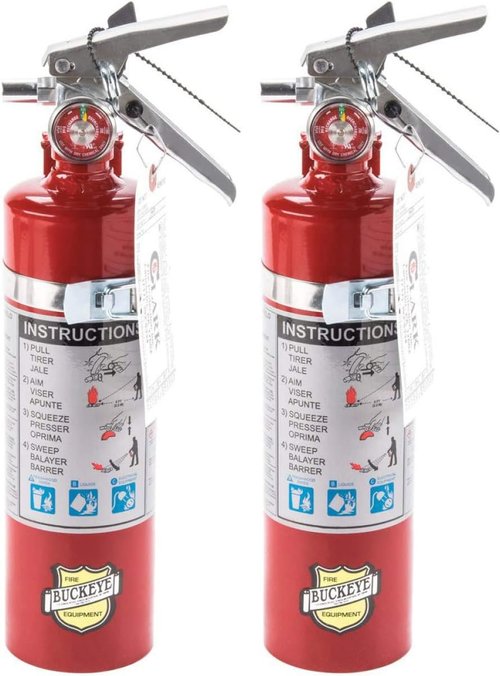Buckeye 13315 Fire Extinguisher - Multipurpose Dry Chemical with Aluminum Valve & Vehicle Bracket | 2 Pack, 2.5 lbs Capacity