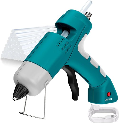 Skiennix 20W Cordless Hot Glue Gun - Fast Heating Mini Kit with 30 Glue Sticks & 2600 mAh Battery | Blue