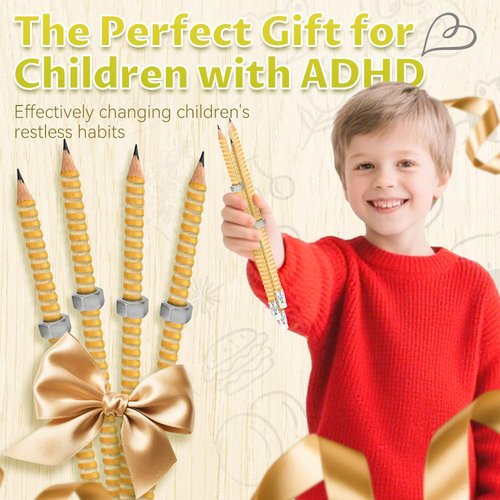 ADHD Pencil - Threaded Fidget Pencil for ADHD & Anxiety, Silent Sensory Tool Stress Relief Rotating Pen Perfect for School Office Home (10Pcs)