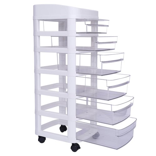 Storage Drawers Large Plastic Drawer 6-Tier Organizer Plastic Drawers Clear Drawers Storage Shelves with Dra-Wer Transparent Storage Cart for Home Office Living Room Bathroom