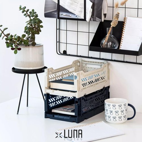 Collapsible Storage Box, Foldable Crate Organizer Bin with Handle, Stackable Crates for Home Organization (LightGray-MilkTea-WarmTaupe, 4L - 3-Pack)