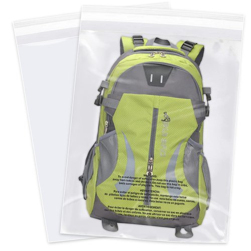 WEPOLY - 18" x 24" (100 Count) Self Seal Clear Poly Bags with Suffocation Warning for Packaging, Shipping, Clothing, Shirts & FBA - Resealable Adhesive