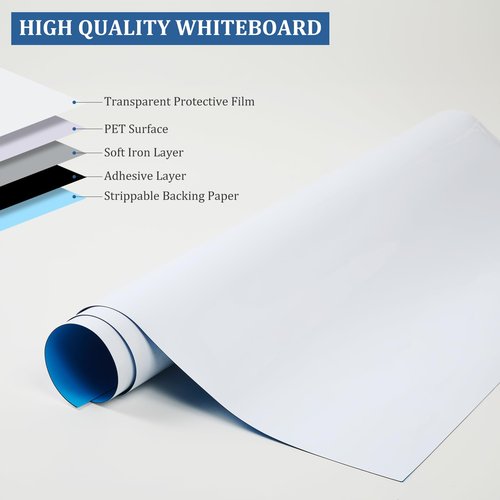 Magnetic Dry Erase whiteboard Paper with self Adhesive Backing Adhesive, 48“ x 36”, Easy to Write and Clean, for Kids Home playroom Office, Peel and Stick Wallpaper.