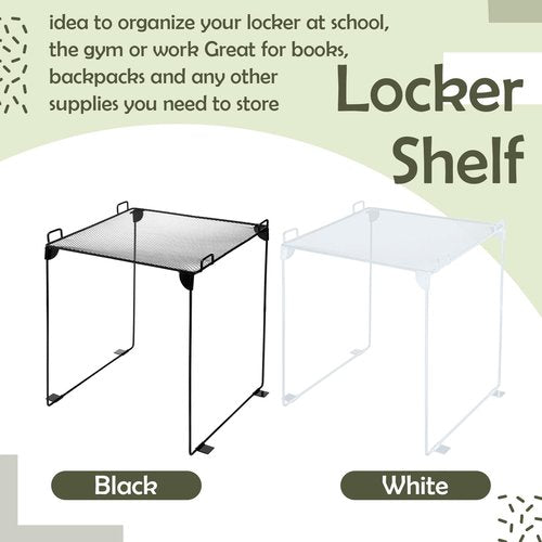 Panelee Shelf for School Collapsible Locker Organizer Stackable Metal, Organization Gym, Accessories for Standard Size Locker Work Kitchen Office Bathroom(Single Layer,White)