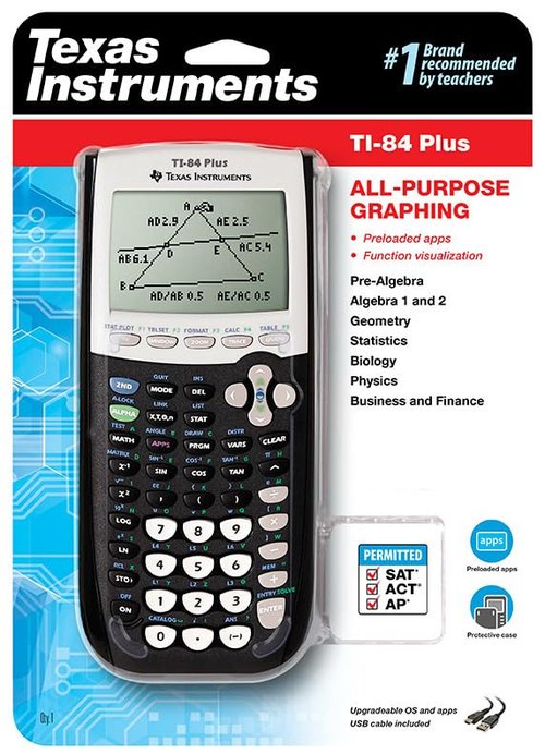 Texas Instruments TI-84 Plus Graphics Calculator, Black 320 x 240 pixels (2.8" diagonal)