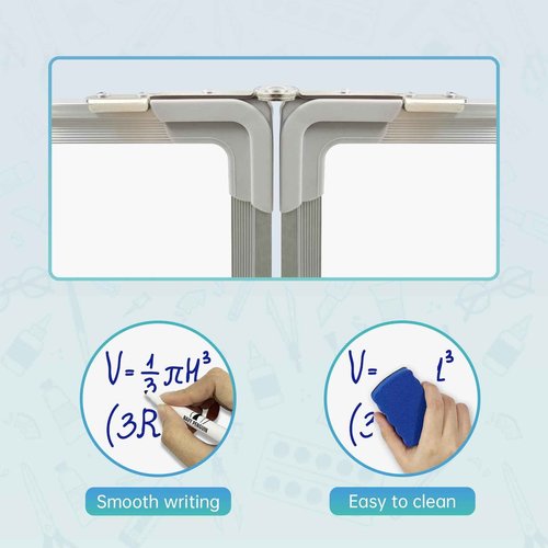 Whiteboard Set - Dry Erase Board 47 x 18 in with 1 Dry Wipe Eraser, 4 Markers, 4 Magnets and 6 Magnetic Notes - Large Vision Wall White Board for Home Office College