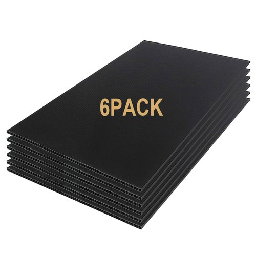 YDisplay 6Pack Poster Board 24×36’’ Corrugated Plastic Board 3/16 Inches Thick Blank Board for School Projects,Craft,Art & Display,Black