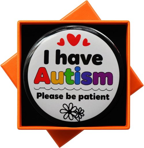 Autism Awareness Badge Button Pin - 'I Have Autism, Please Be Patient' | Durable 2.3-Inch Medical Alert Pin with Gift Box