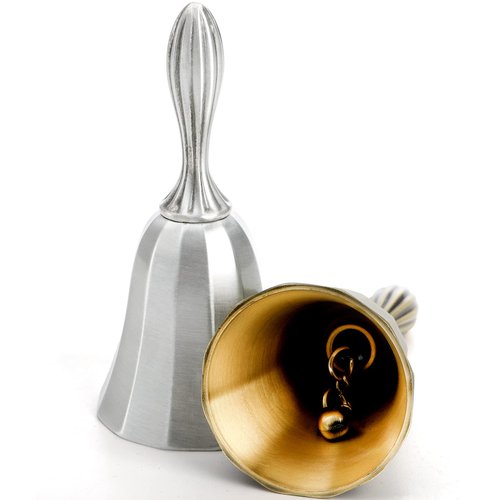 AVLA 3 Pack Hand Bell, 1.7" Loud Call Bell, Brass Dinner Wedding Bell, Steel Antique Alarm Handbell for Classroom, Temple, School, Game, Pet Feeding, Home Decor, Hotel Service, Jingle, Ringing