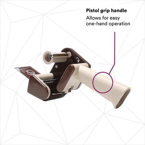 3M Scotch Low Noise Tape Dispenser H150 for Quiet or Recurrent Use, Pistol Grip Design, High-Impact Resistant, 2 in,Gray