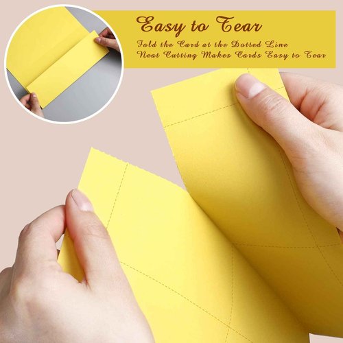 Fainne 2000 Pieces Blank Printable Business Cards Mini Note Index Perforated Card Stock Compatible with Laser and Inkjet Printer Double Sided Printing Paper 10 Cards/Sheet (Yellow)
