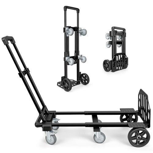 KEDSUM 3-in-1 Folding Hand Truck, 600LBS Heavy Duty Dolly Cart with Wheels, Six Wheels and Two Wheels Convertible Dolly Cart for Office,Home Moving, Simple Conversion, 6 Wheels Innovative Design