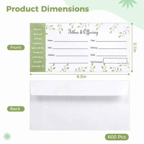 600 Pcs Church Offering Envelopes Tithe and Offering Donation Envelopes, 6.3×3.1" Bill Size Envelope Checks and Cash Envelopes for Christian Religious Occasions Supplies