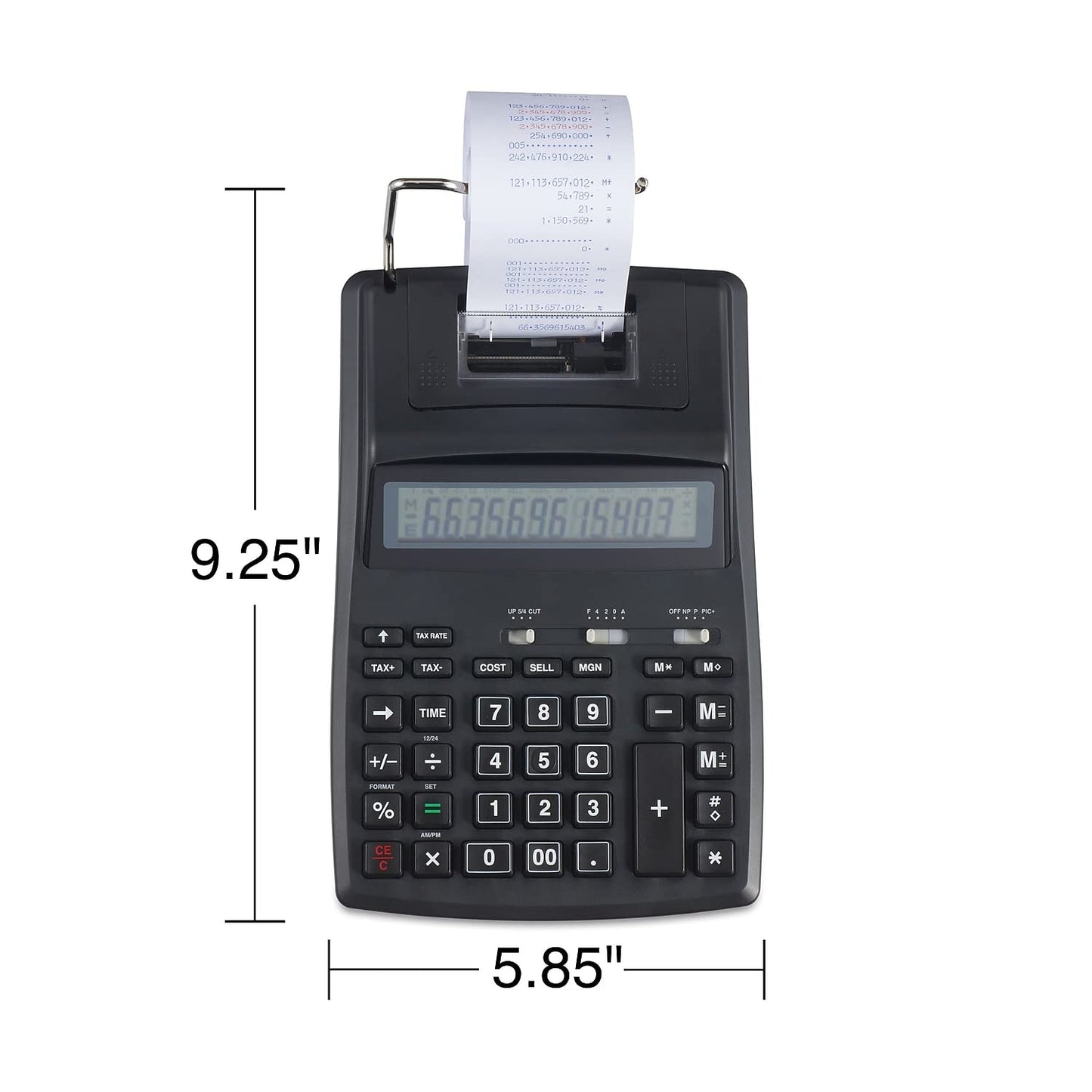 TRU RED 12-Digit Desktop Printing Calculator, Black, Paper Tape Printing, Large Display, Office Accounting & Business Use