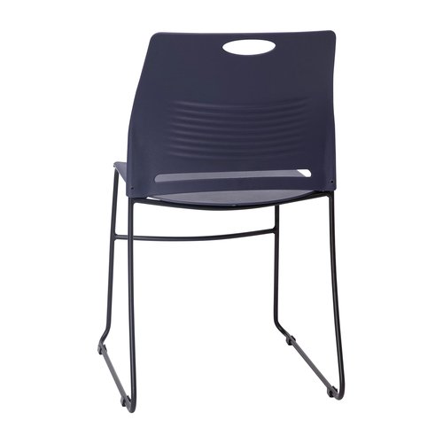 Flash Furniture HERCULES Series Commercial Stack Chair - 660 lb. Capacity - Durable Navy Perforated Plastic Back - Black Powder Coated Steel Sled Base