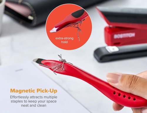 Bostitch Office Professional Magnetic Easy Staple Remover Tool - Staple Puller Stick for Office Home & School - 3 Pack - Black, Blue, and Red
