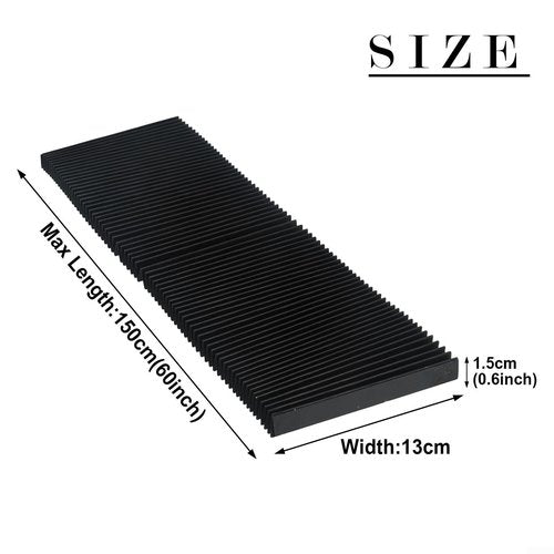 CNC Machine Accordion Dust Cover, Accordion Way Cover Dust Protective, Rubber Flexible Cover Milling Machine 3-proof Cloth Protective, Flat Bellows Cover, L 1500MM* H 15mm (Width 130mm)