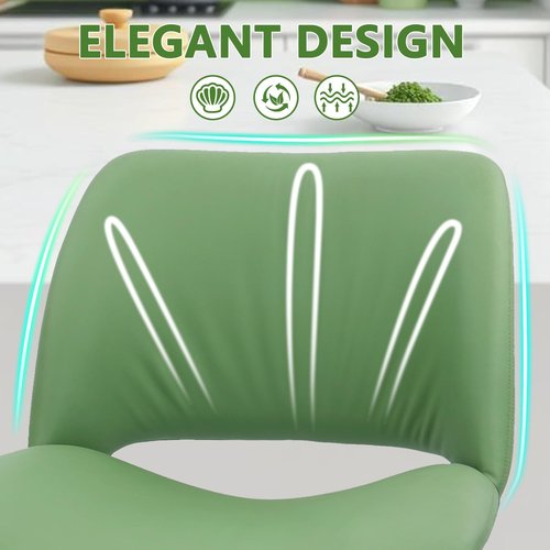 CLATINA Armless Office Reception Guest Chair Set of 8, Big and Tall 500LBS Leather Desk Chair No Wheels with Backrest Padded Seat for Home Lobby Church Conference School Meeting Waiting Room, Green