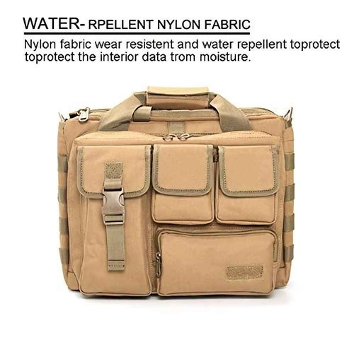 Tactical Briefcase, tactical computer bag 14.1" 15.6 In Men's Military Laptop Messenger Multifunction Briefcase for Men (Khaki-15.6 Inch)