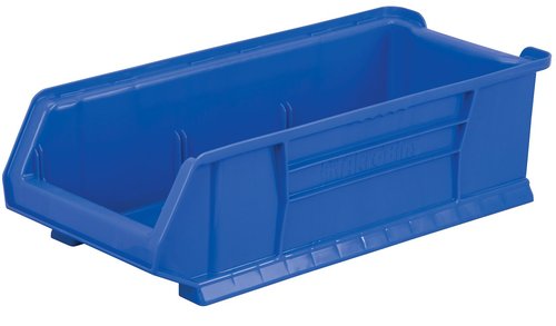 Akro-Mils 30280 Super-Size AkroBins Plastic Storage Bins, Space-Saving Stackable Bins for Garage, Classroom, Warehouse Organization, 20-Inch L x 12-Inch W x 6-Inch H, Blue, 4-Pack
