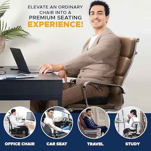 EcoNour Seat Cushions for Office Chairs | Tailbone Pain Relief Cushion for Car Seat | Sciatica, Butt & Coccyx Pain Relief Desk Chair Cushion for Long Sitting Drivers | coj?n para asiento de carro